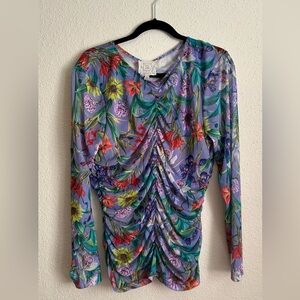 EUC Johnny Was Floral Mesh Tee, XL